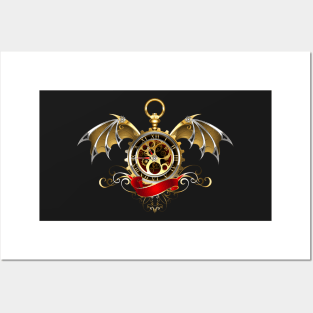 Clock with Dragon Wings ( Steampunk wings ) Posters and Art